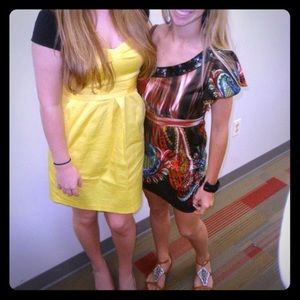 Brown one shoulder pattern dress